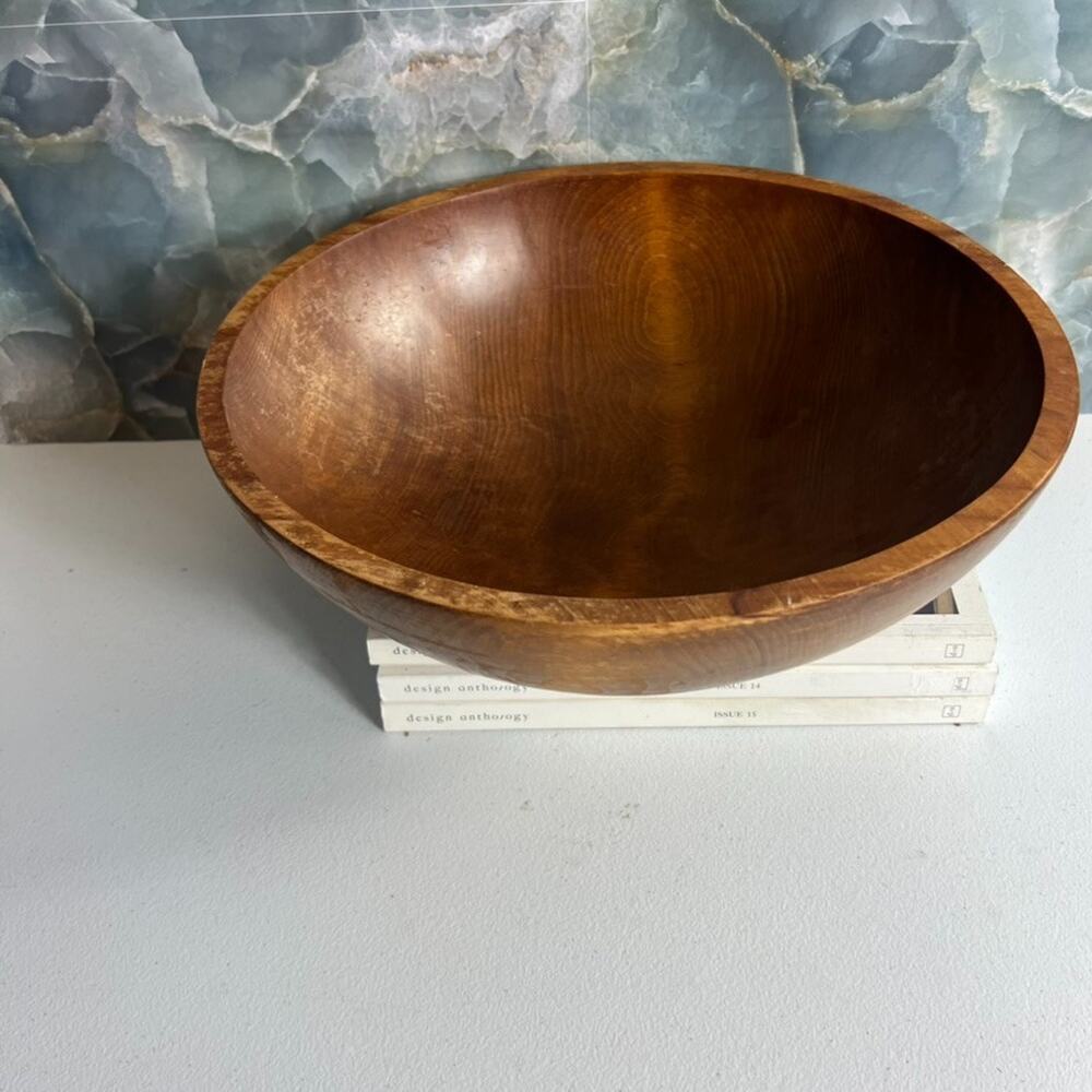 Vintage Mort N. Marton Birch Wood 13” Bowl Dough Salad Made In Canada